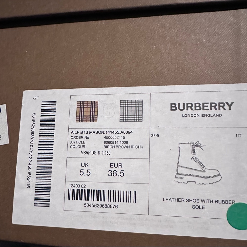 Burberry Mason Check Coated Canvas Platform Combat Boot - Picture 3 of 7